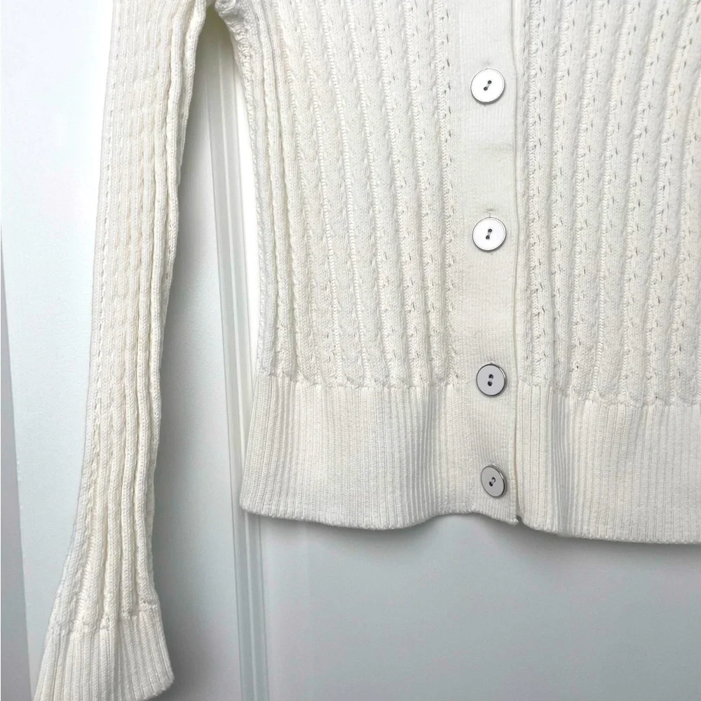 TALBOTS- TEXTURED CREWNECK CARDIGAN - Picture 3 of 6